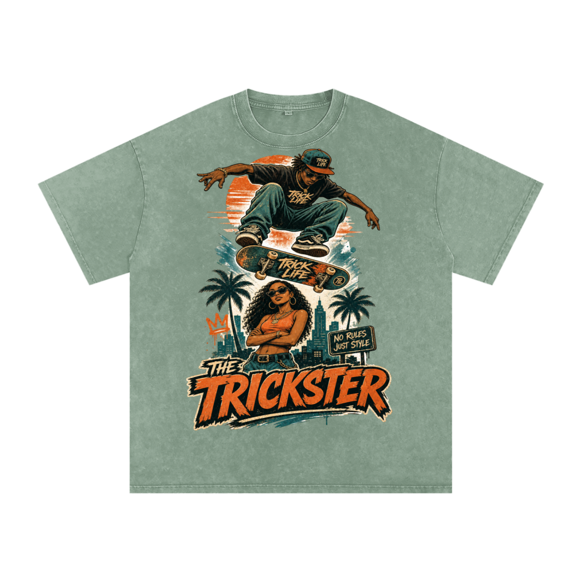 The trickster-Snow Washed Oversized Cotton T-Shirt