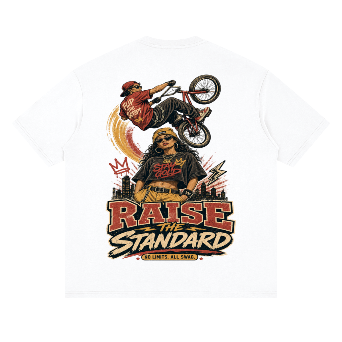 Raise the standard-Streetwear Loose Drop Shoulder T-Shirt