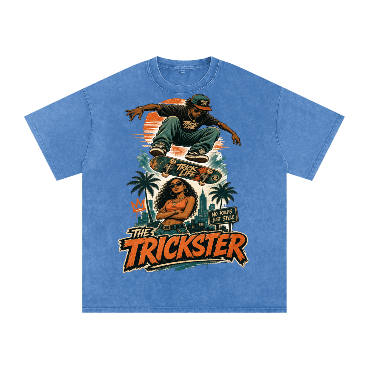 The trickster-Snow Washed Oversized Cotton T-Shirt