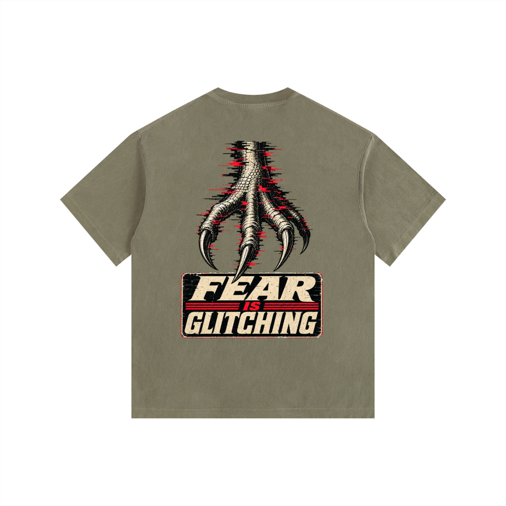 Fear is glitching-Vintage Washed Oversized Cotton T-Shirt