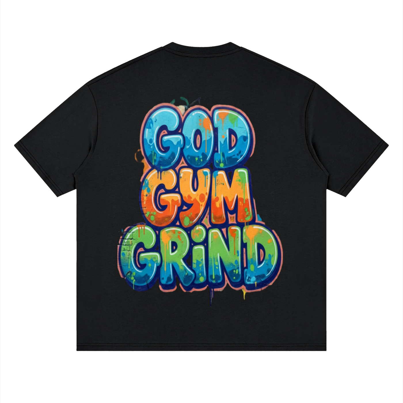 God gym grind-Streetwear Loose Drop Shoulder T-Shirt