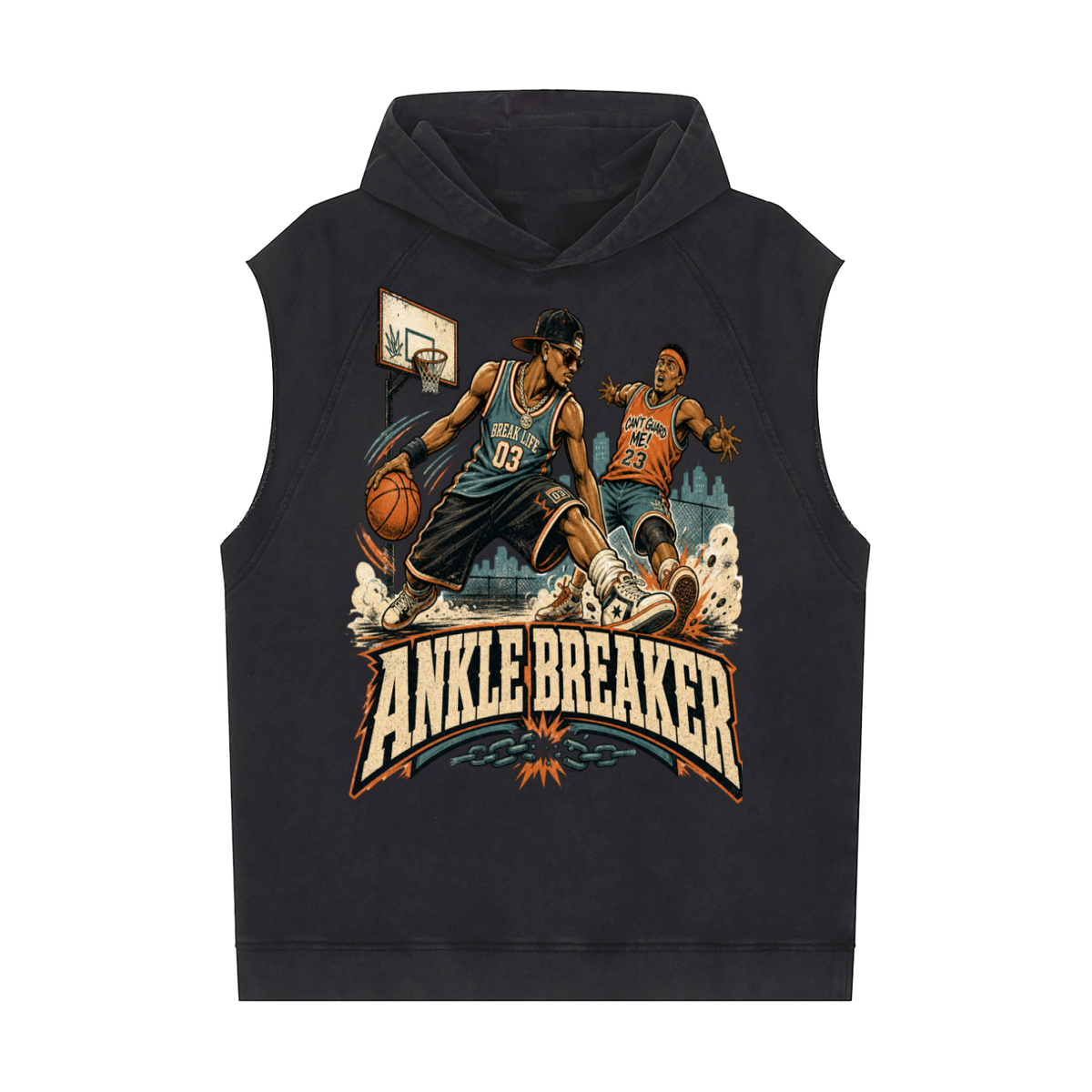 Ankle Breaker-Snow Washed Sleeveless Hoodie