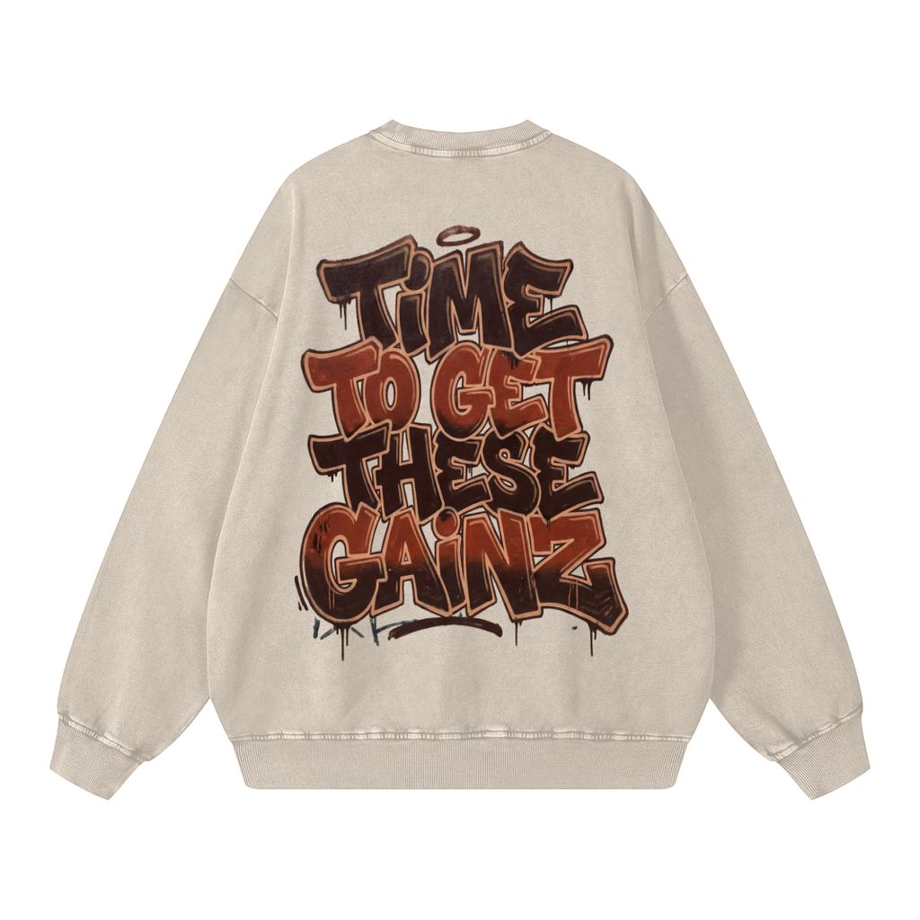 Time to get these gainz-Snow Washed Oversized Sweatshirt