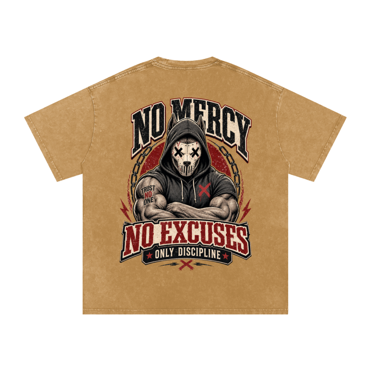 No mercy No excuses-Snow Washed Oversized Cotton T-Shirt
