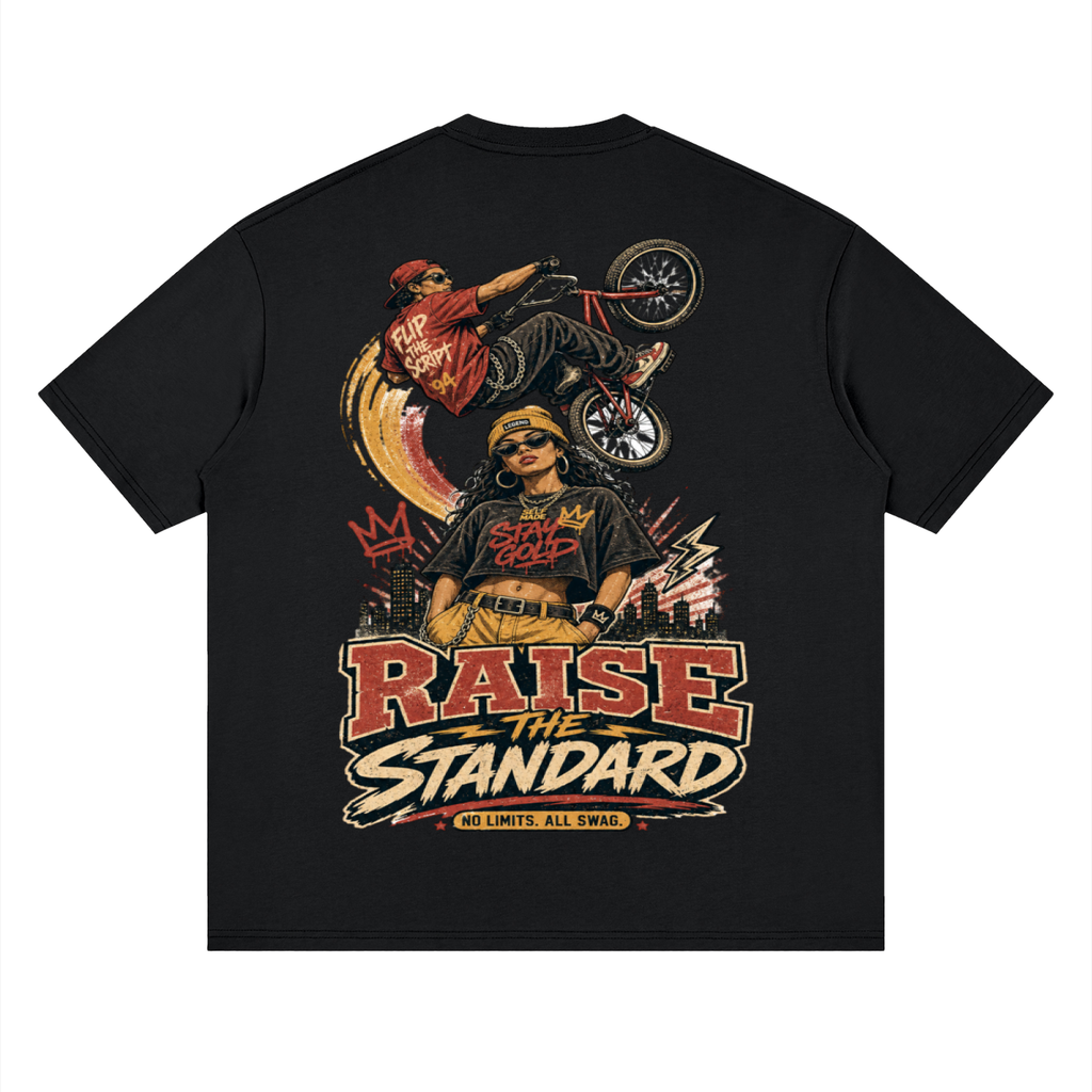 Raise the standard-Streetwear Loose Drop Shoulder T-Shirt