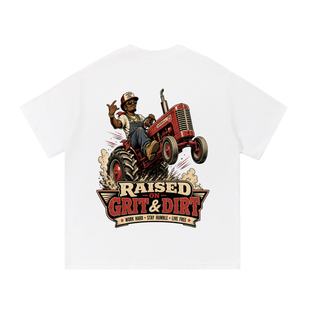 Raised on grit and dirt-Essential Cotton T-Shirt