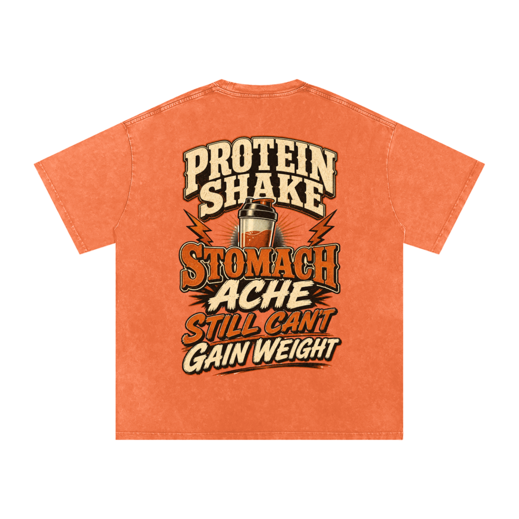 Protein shake-Snow Washed Oversized Cotton T-Shirt