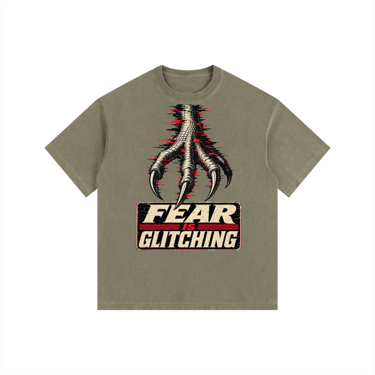 Fear is glitching-Vintage Washed Oversized Cotton T-Shirt