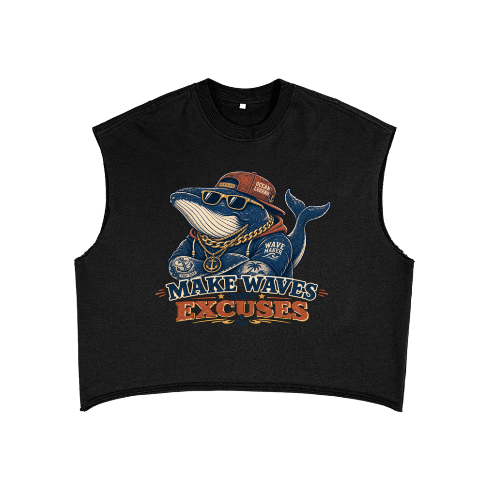 Make waves not excuses-French Terry Boxy Tank Top