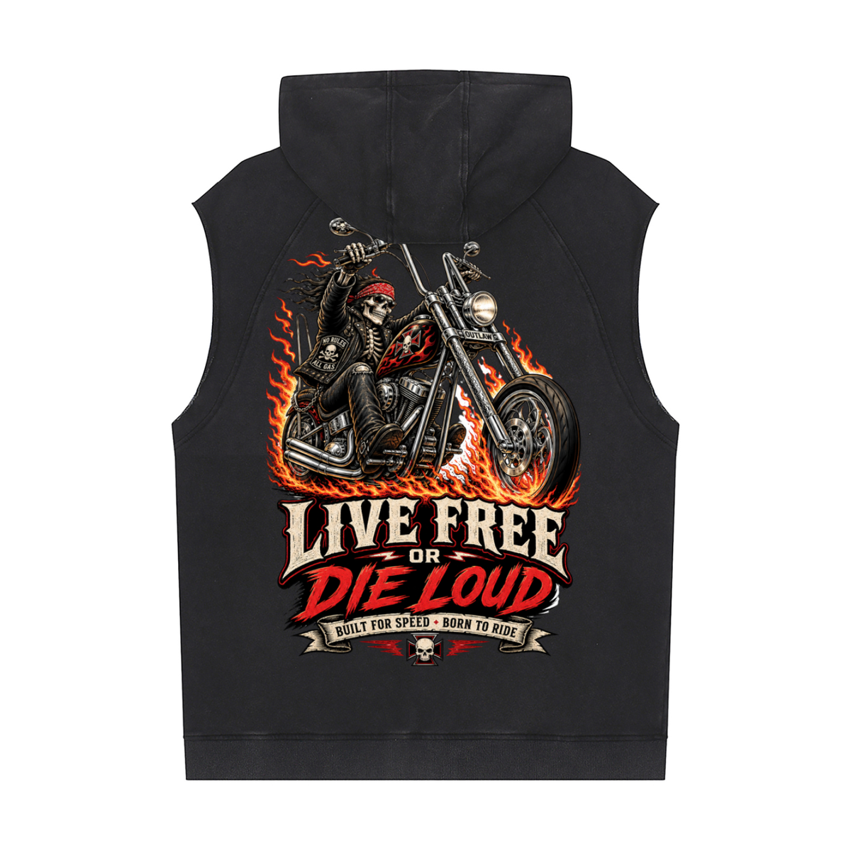 Live free or die loud-Snow Washed Sleeveless Hoodie