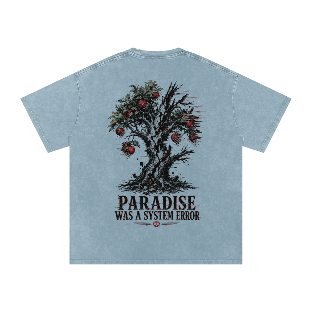 Paradise was a system error-Snow Washed Oversized Cotton T-Shirt