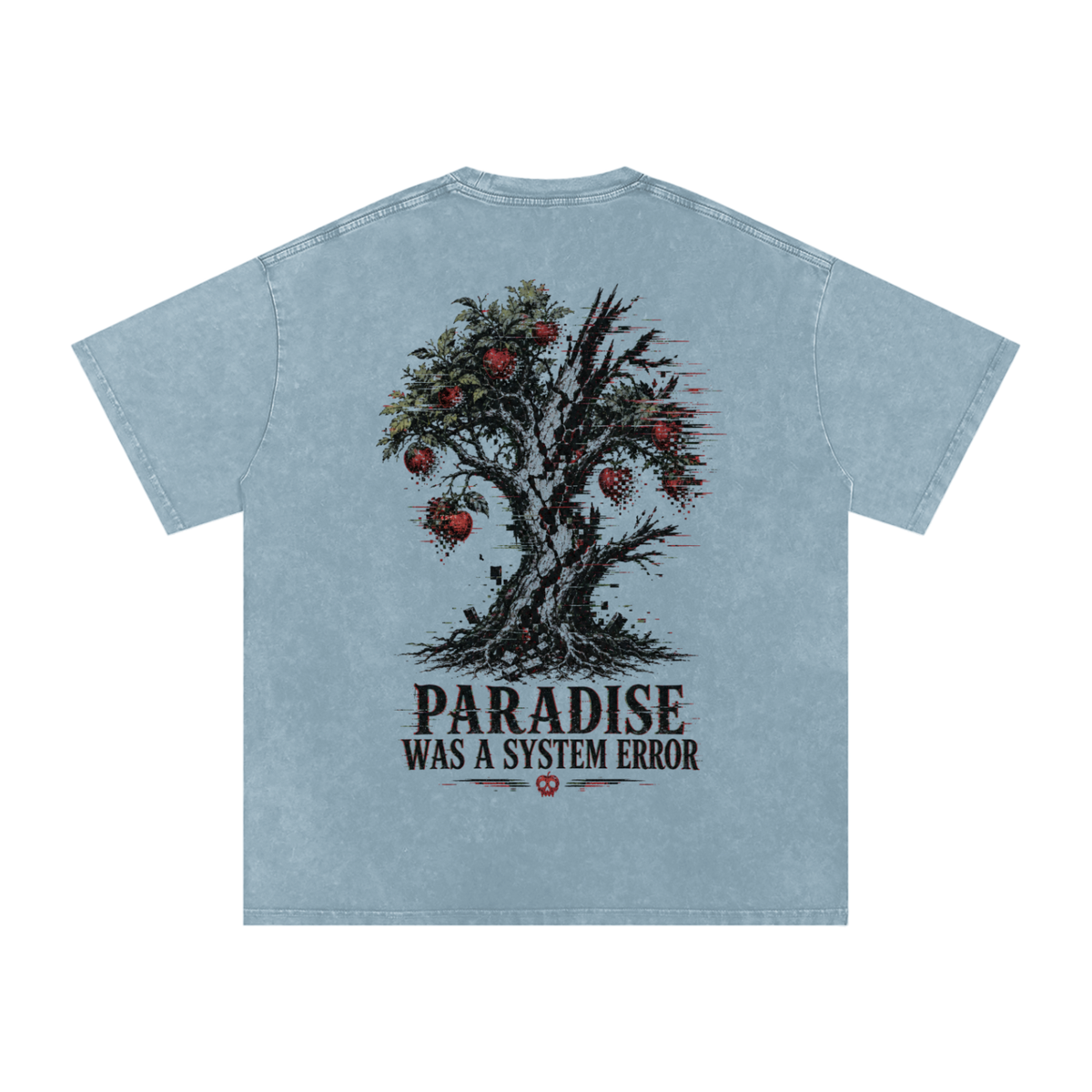 Paradise was a system error-Snow Washed Oversized Cotton T-Shirt