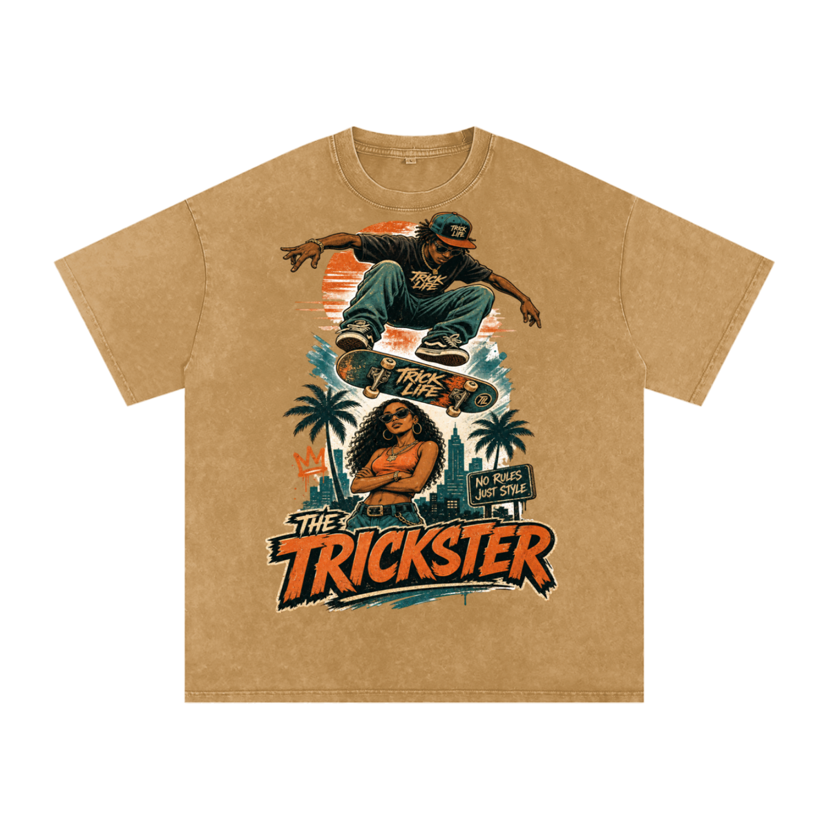 The trickster-Snow Washed Oversized Cotton T-Shirt