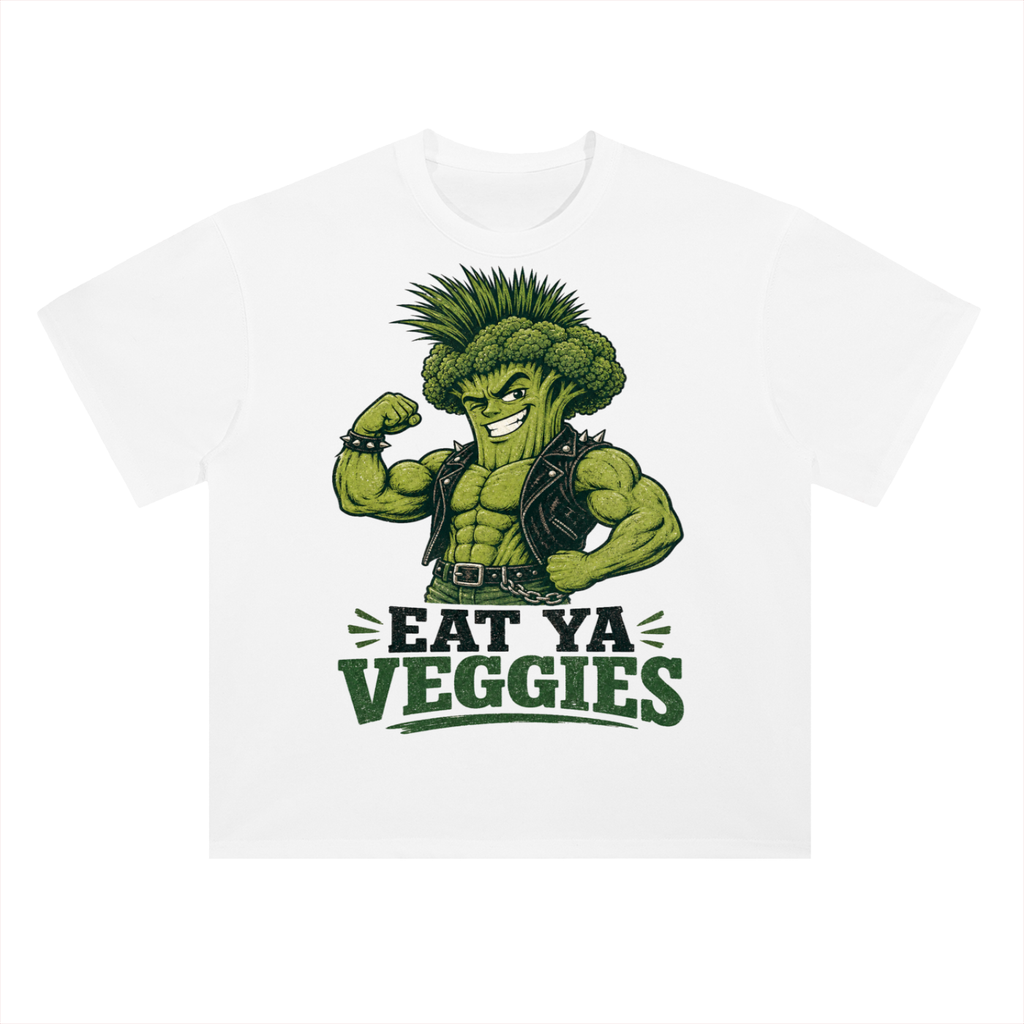 Eat ya veggies-Heavyweight Drop Shoulder Cotton T-Shirt