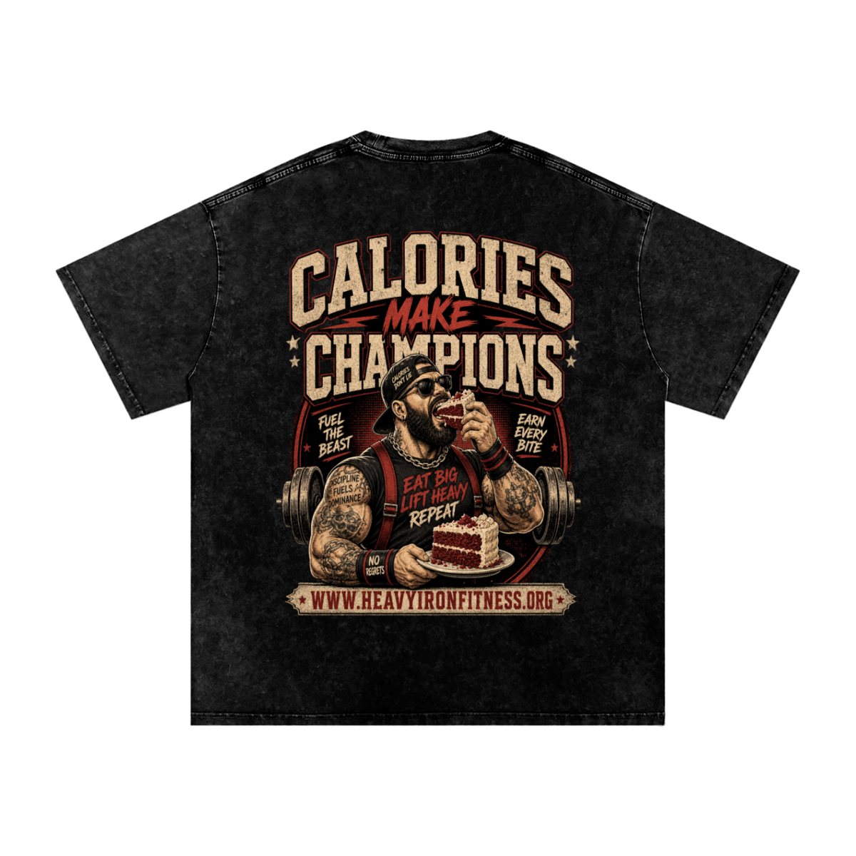 Calories make champions-Snow Washed Oversized Cotton T-Shirt
