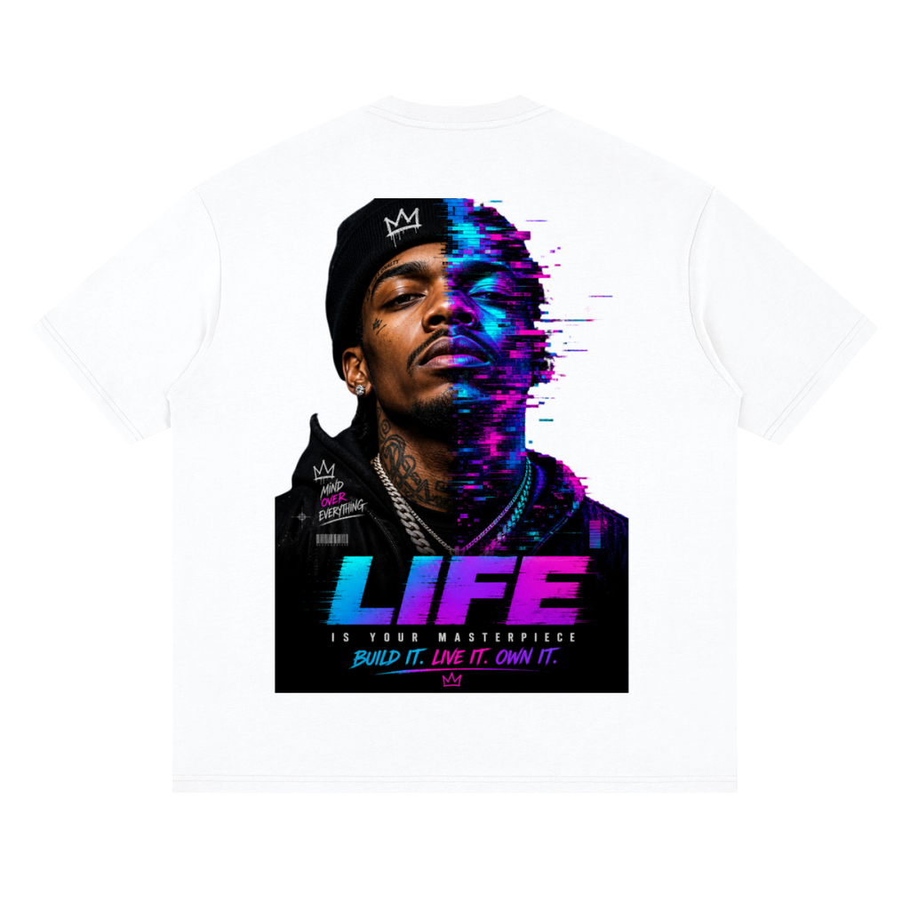 Life's your masterpiece-Streetwear Loose Drop Shoulder T-Shirt