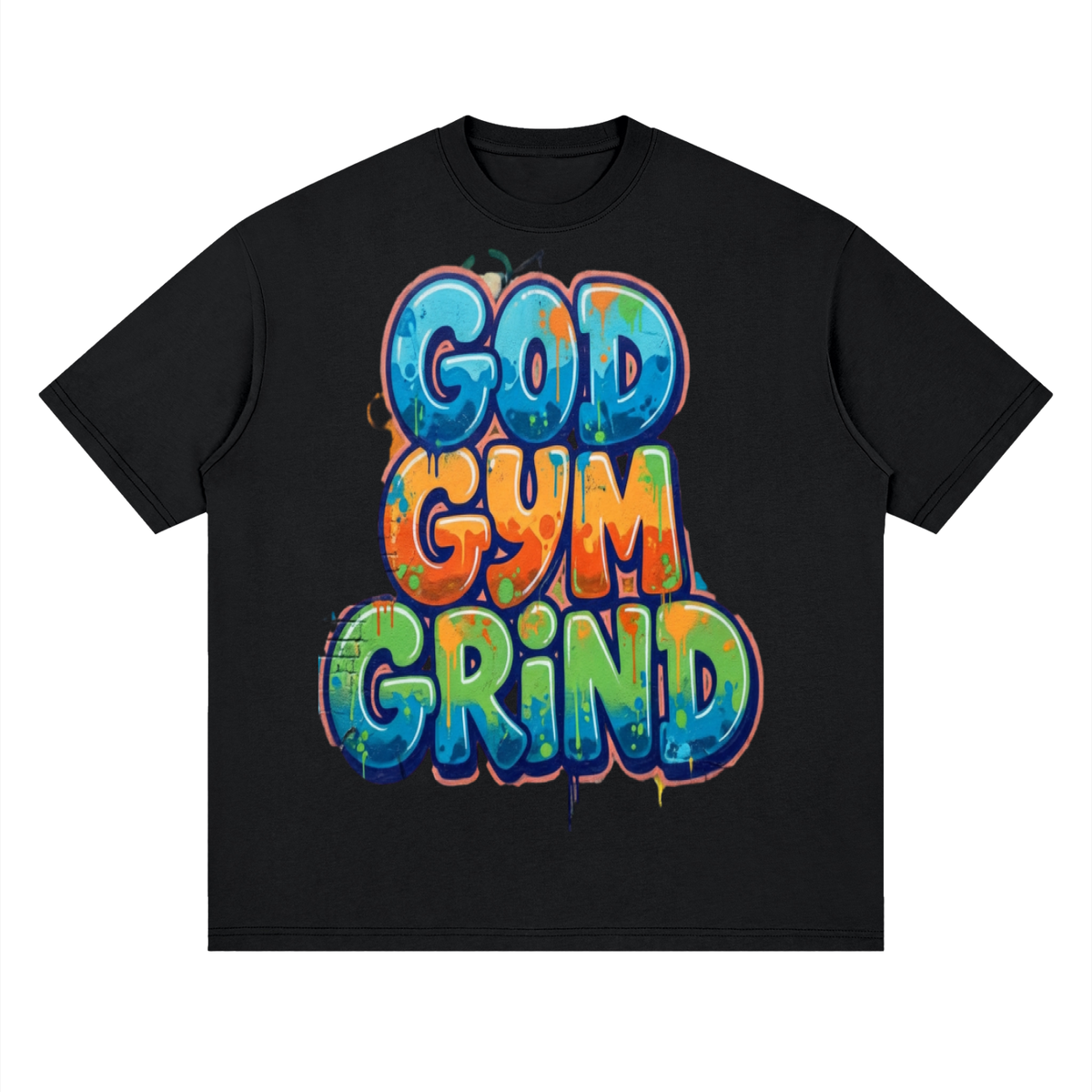 God gym grind-Streetwear Loose Drop Shoulder T-Shirt