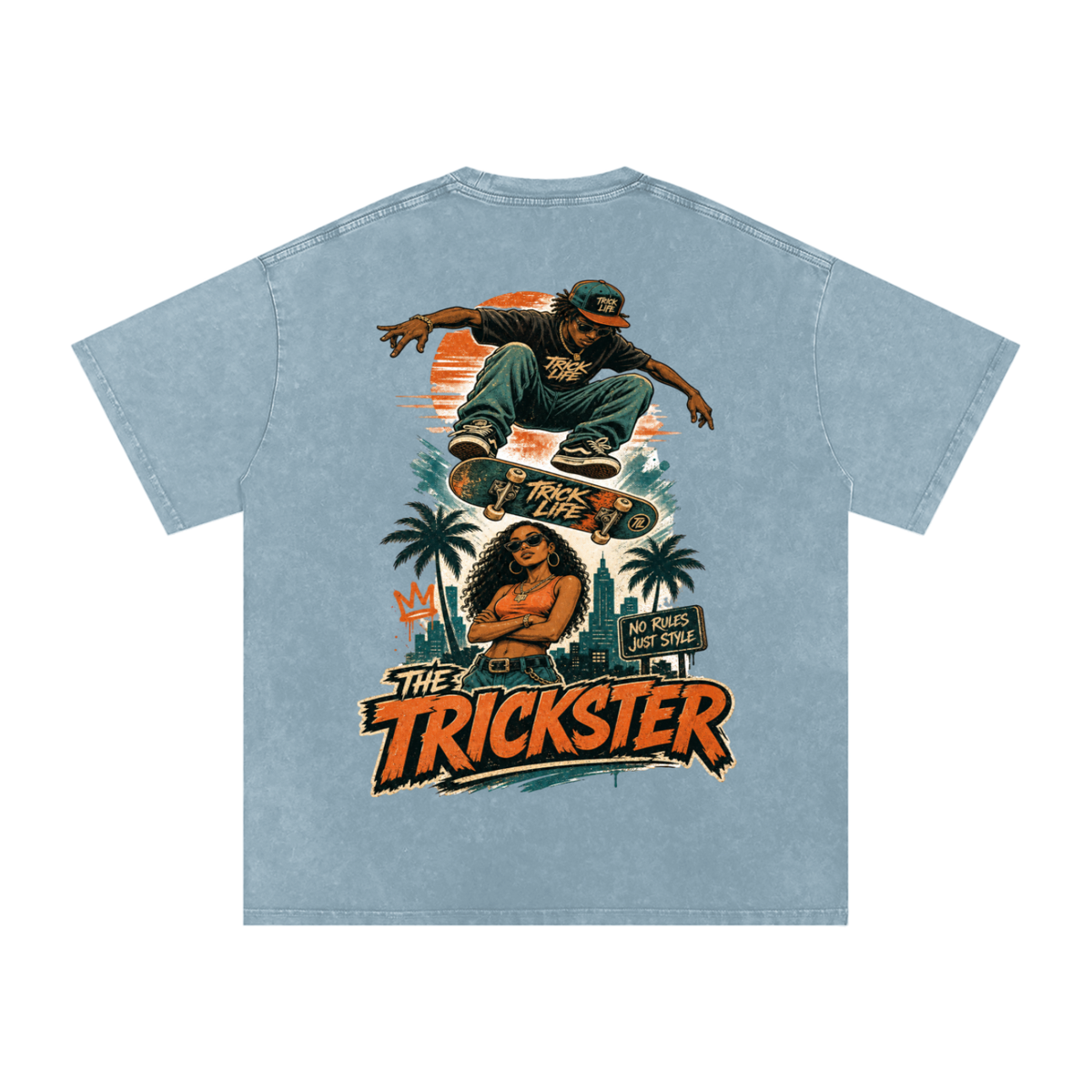 The trickster-Snow Washed Oversized Cotton T-Shirt