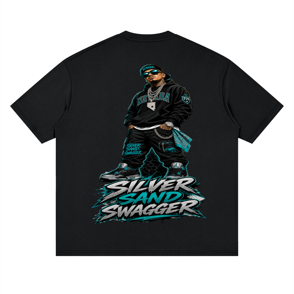 Silver sand swagger-Streetwear Loose Drop Shoulder T-Shirt