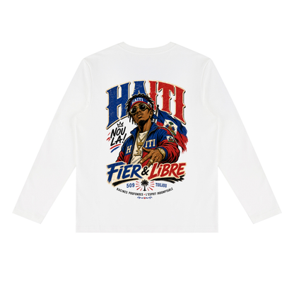Haiti Fier & Libre Heavyweight Long Sleeve T-Shirt( This product is shipped from oversees ship time may take longer)