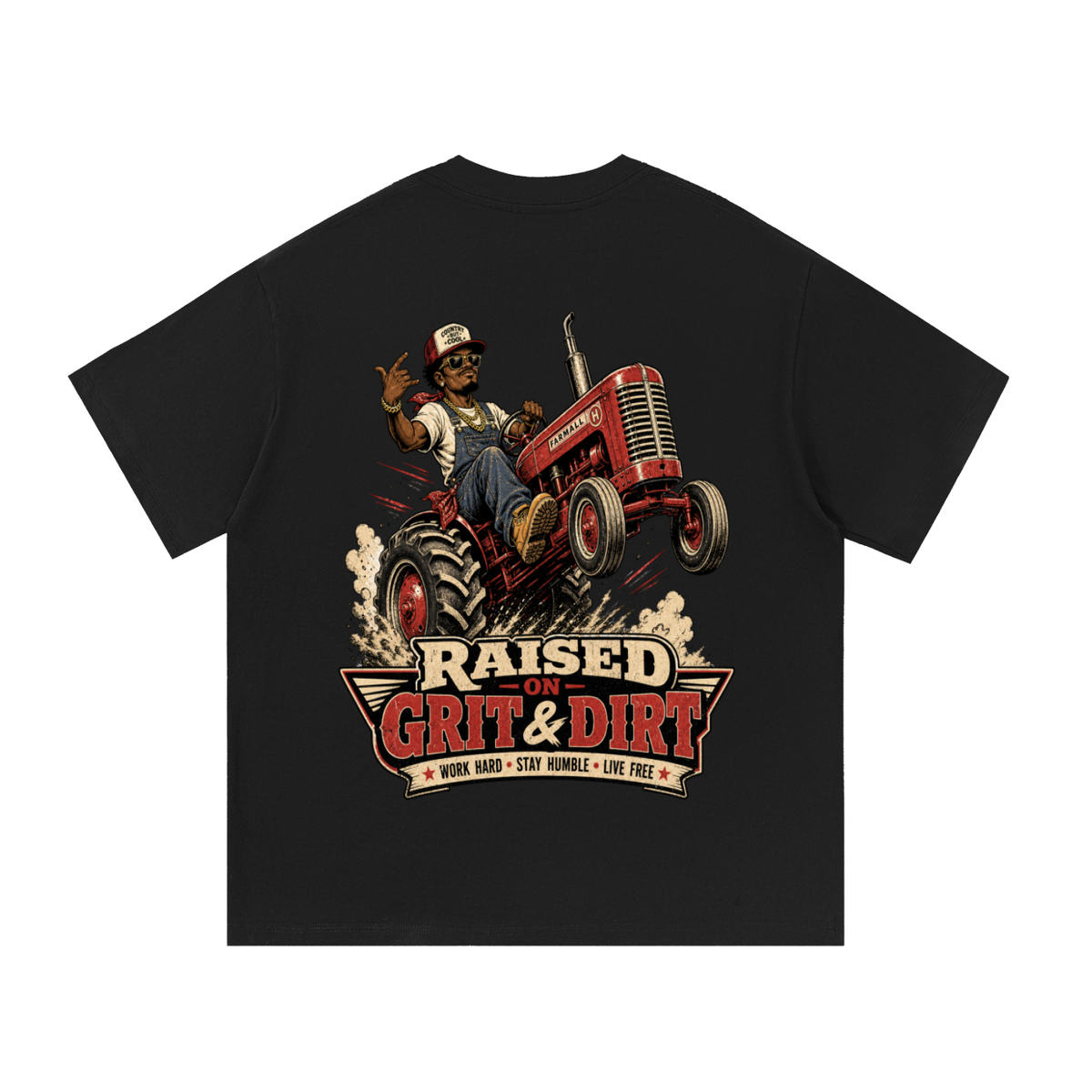 Raised on grit and dirt-Essential Cotton T-Shirt