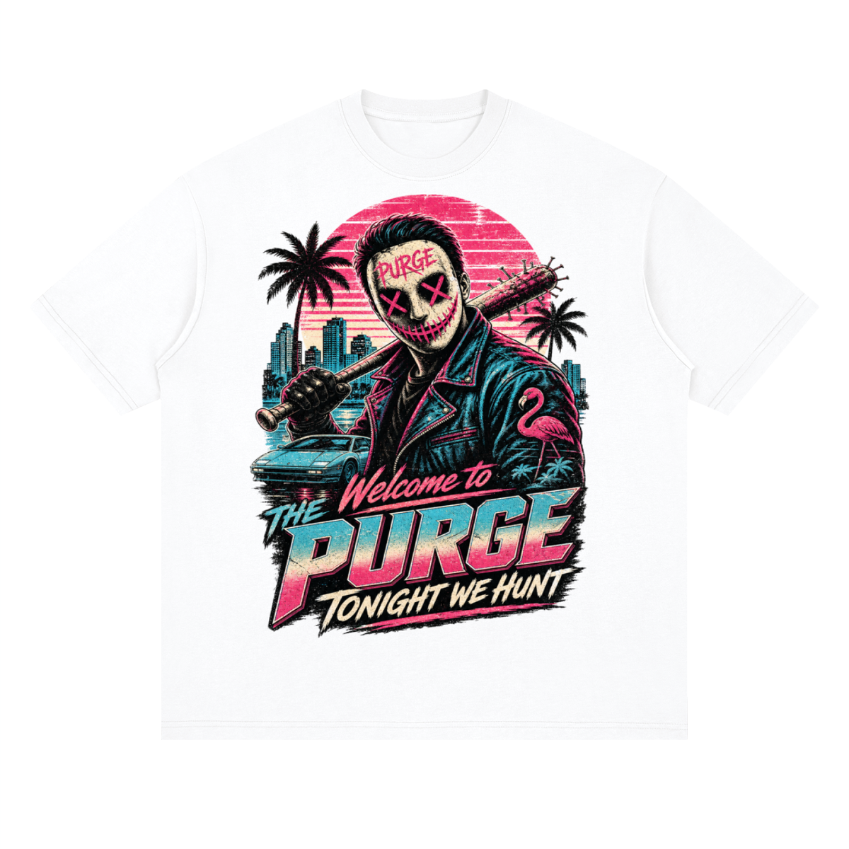 Welcome to the purge-Streetwear Loose Drop Shoulder T-Shirt