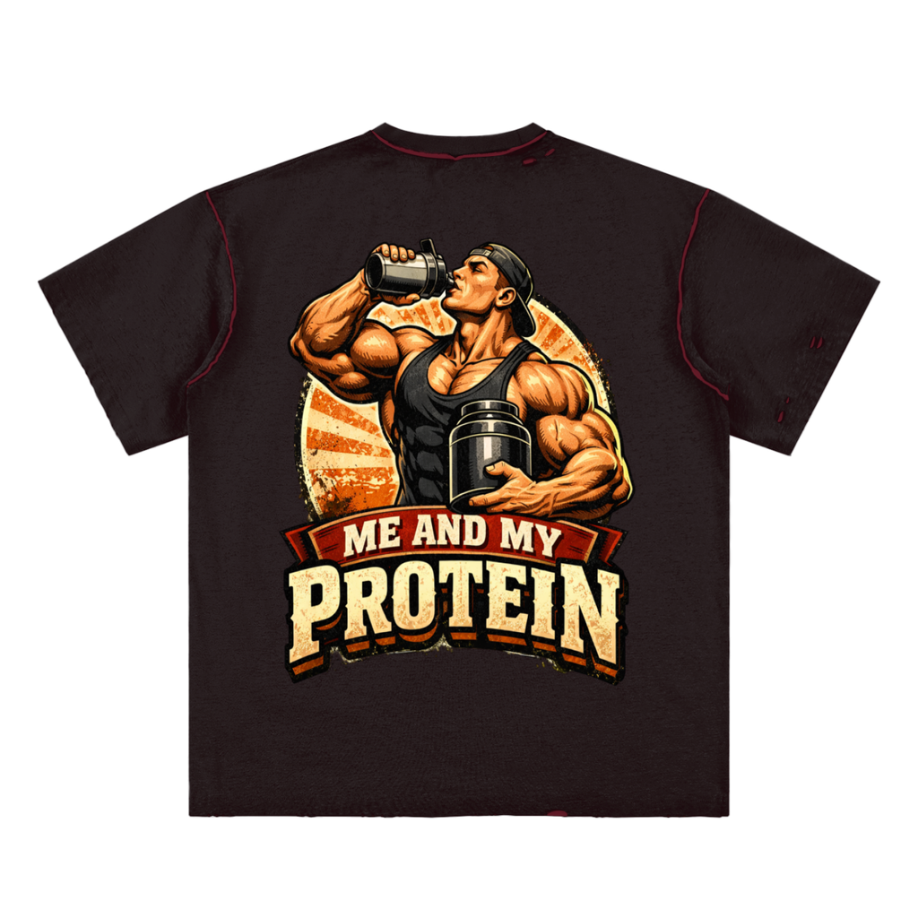 Me and my protein-Hand-frayed Reversible T-shirt