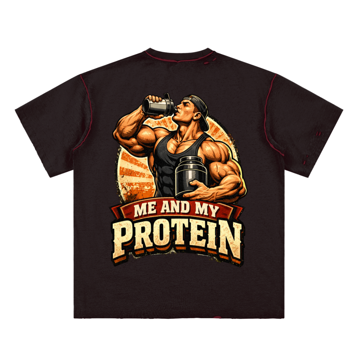 Me and my protein-Hand-frayed Reversible T-shirt