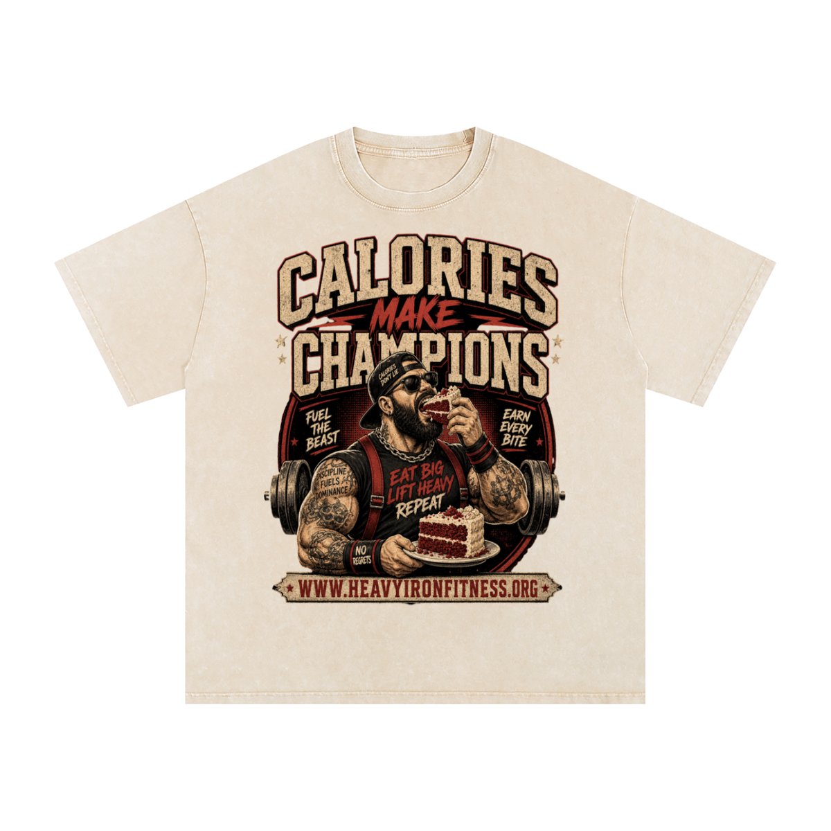 Calories make champions-Snow Washed Oversized Cotton T-Shirt