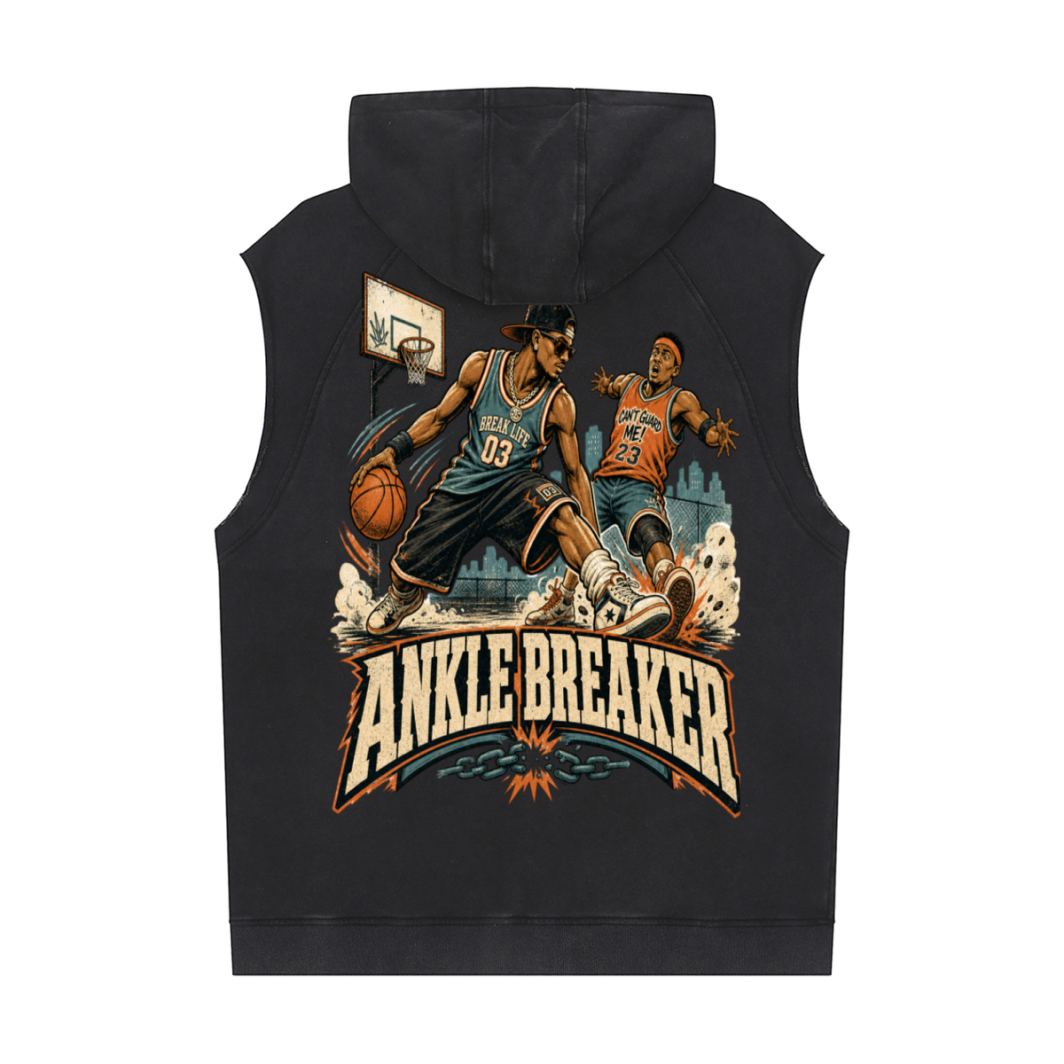 Ankle Breaker-Snow Washed Sleeveless Hoodie