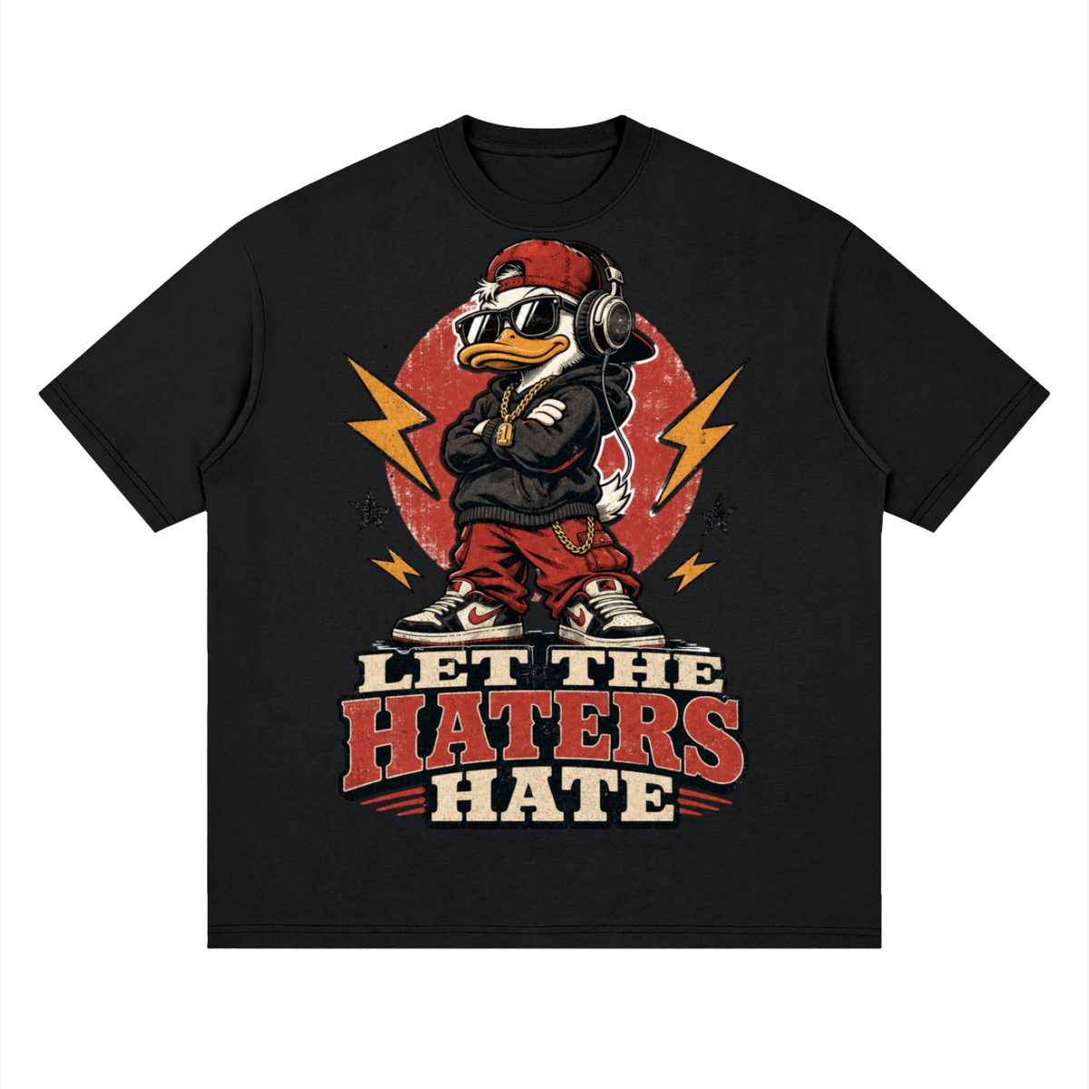 Let the haters hate-Streetwear Loose Drop Shoulder T-Shirt