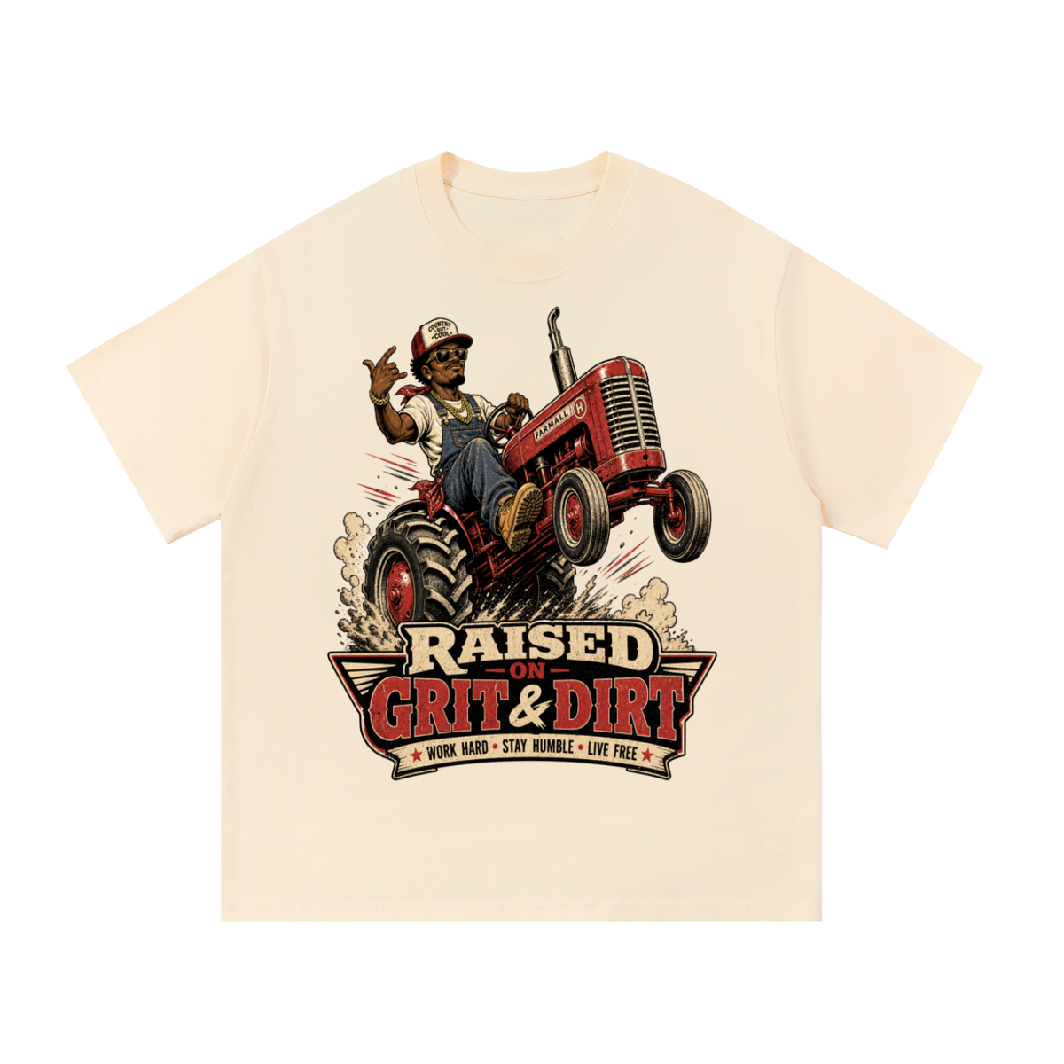 Raised on grit and dirt-Essential Cotton T-Shirt