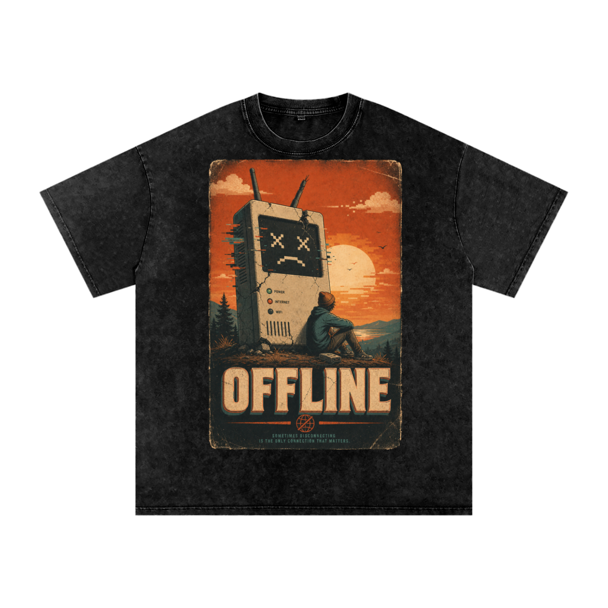 Offline-Snow Washed Oversized Cotton T-Shirt