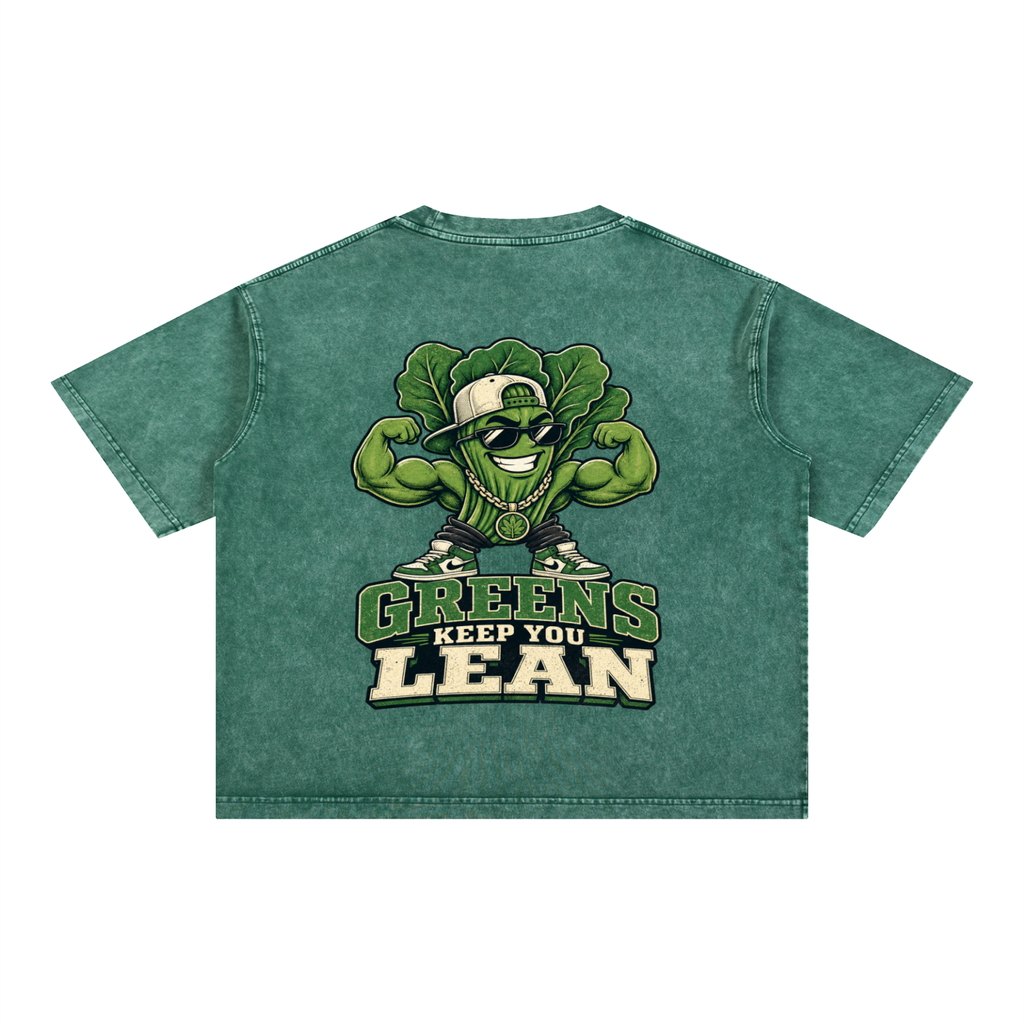 Greens keep you lean-Mineral Wash Boxy Cotton T-Shirt