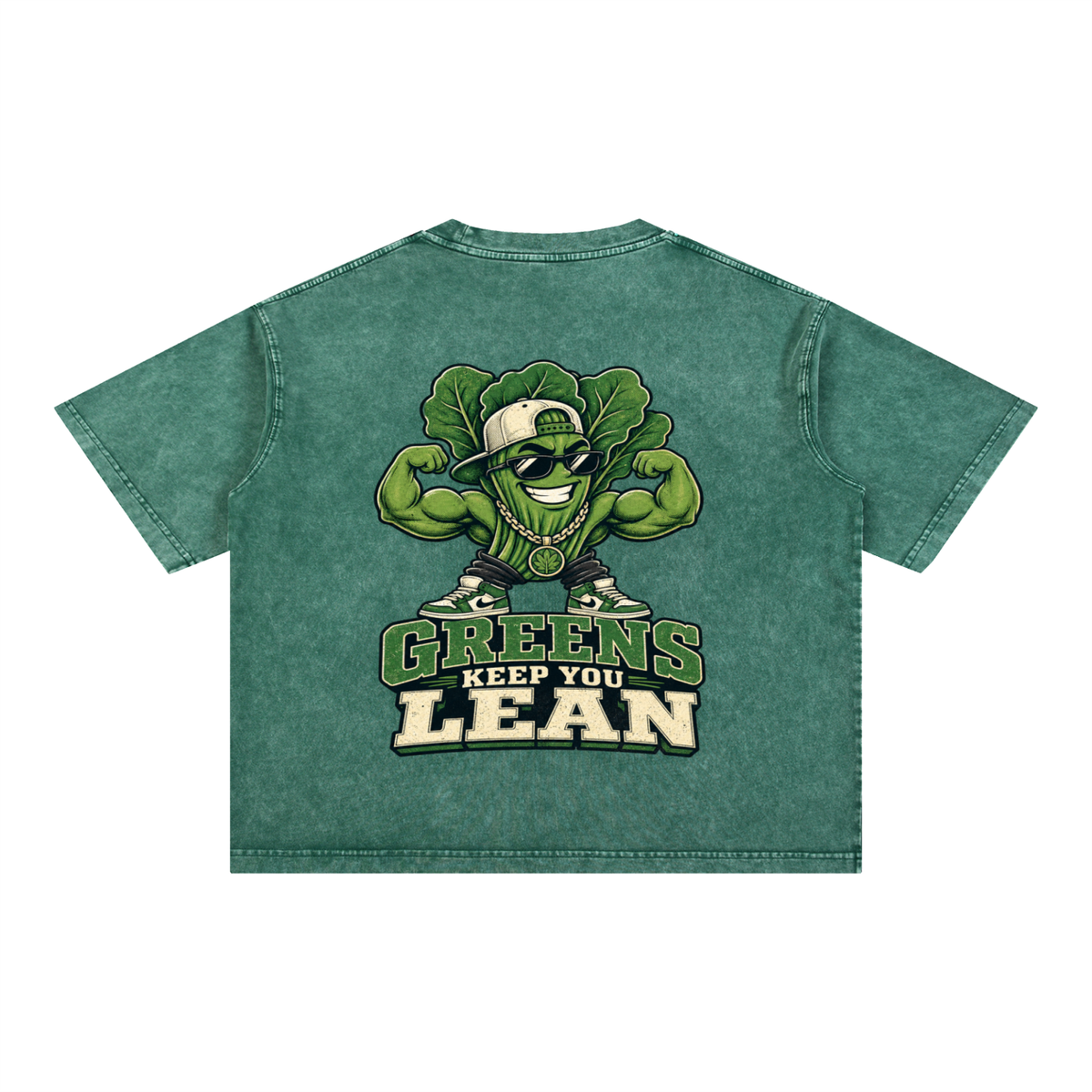 Greens keep you lean-Mineral Wash Boxy Cotton T-Shirt
