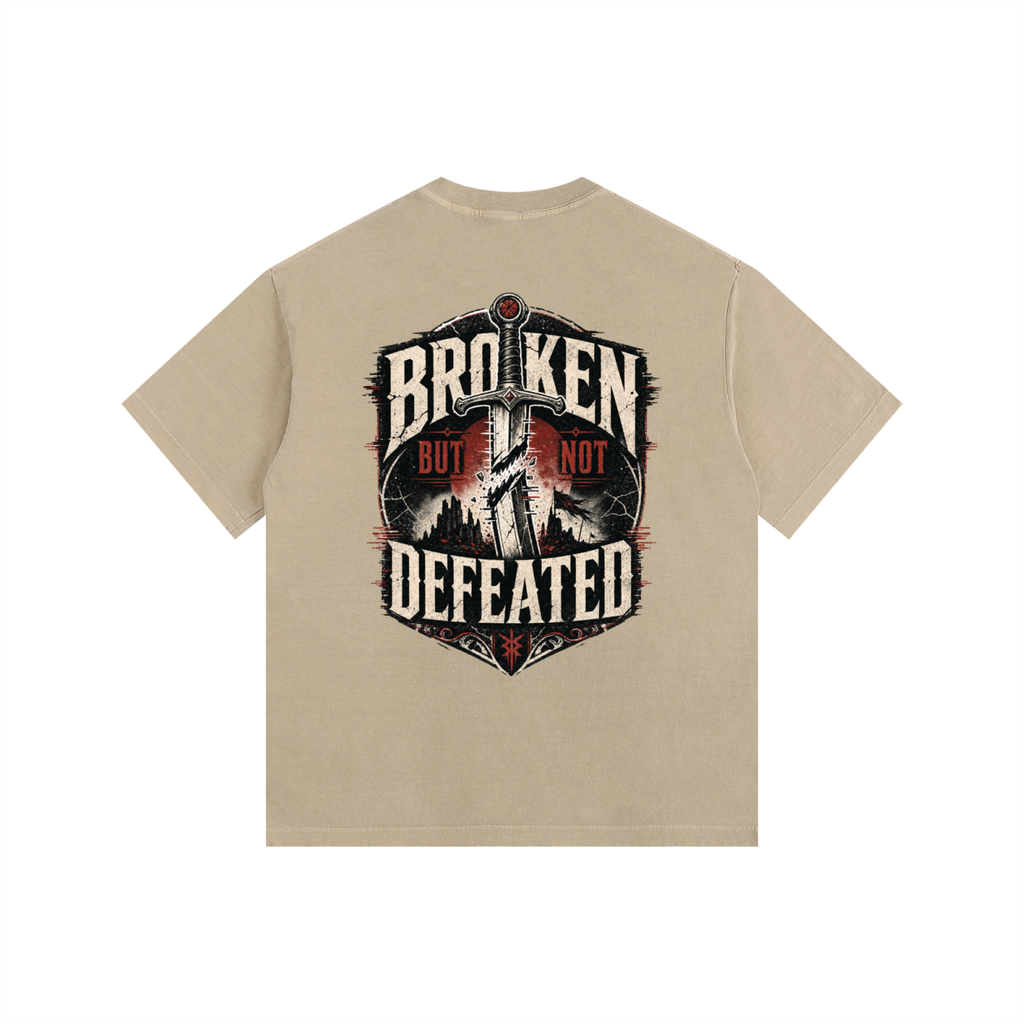 Broken But Not Defeated Vintage Washed Oversized T-Shirt