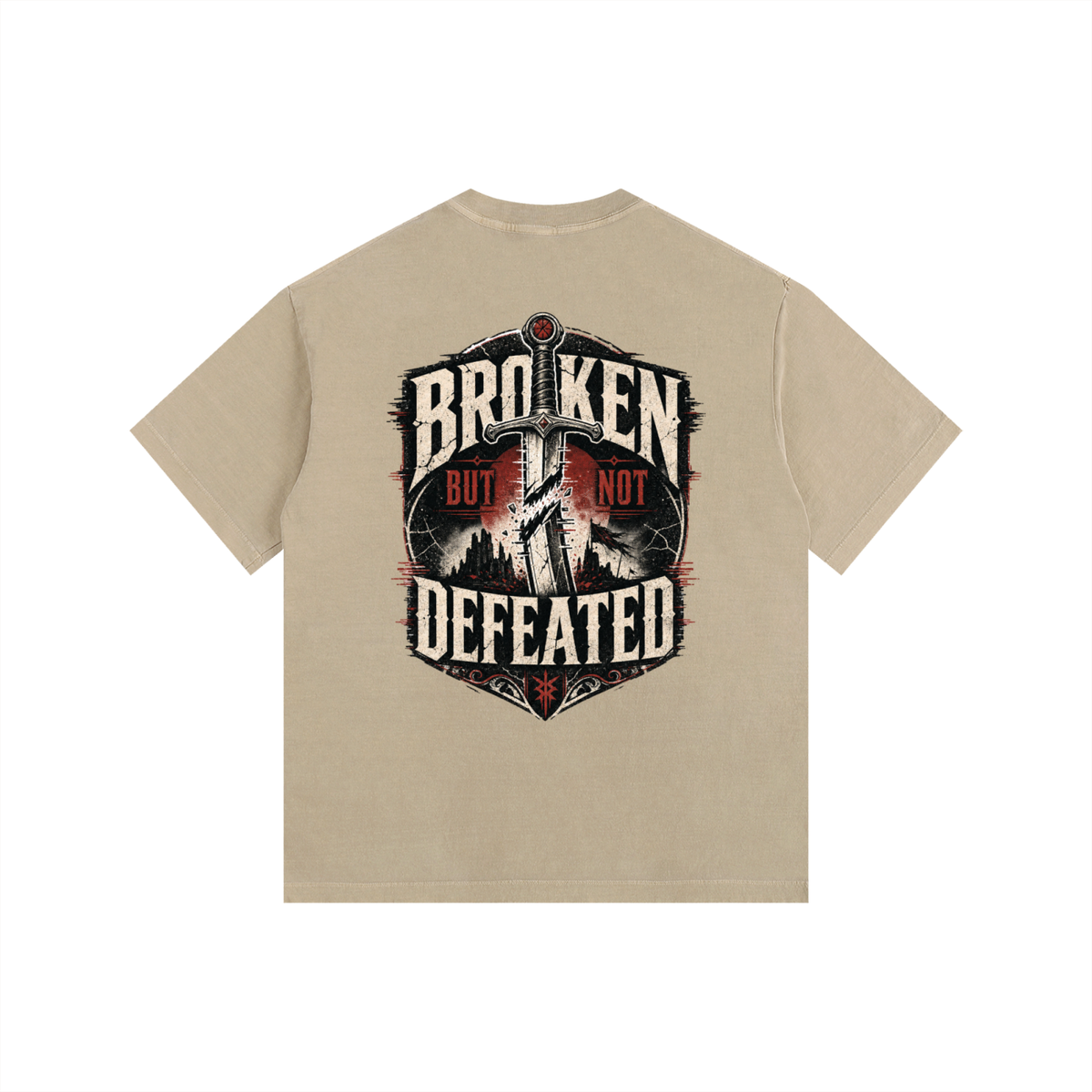 Broken But Not Defeated Vintage Washed Oversized T-Shirt