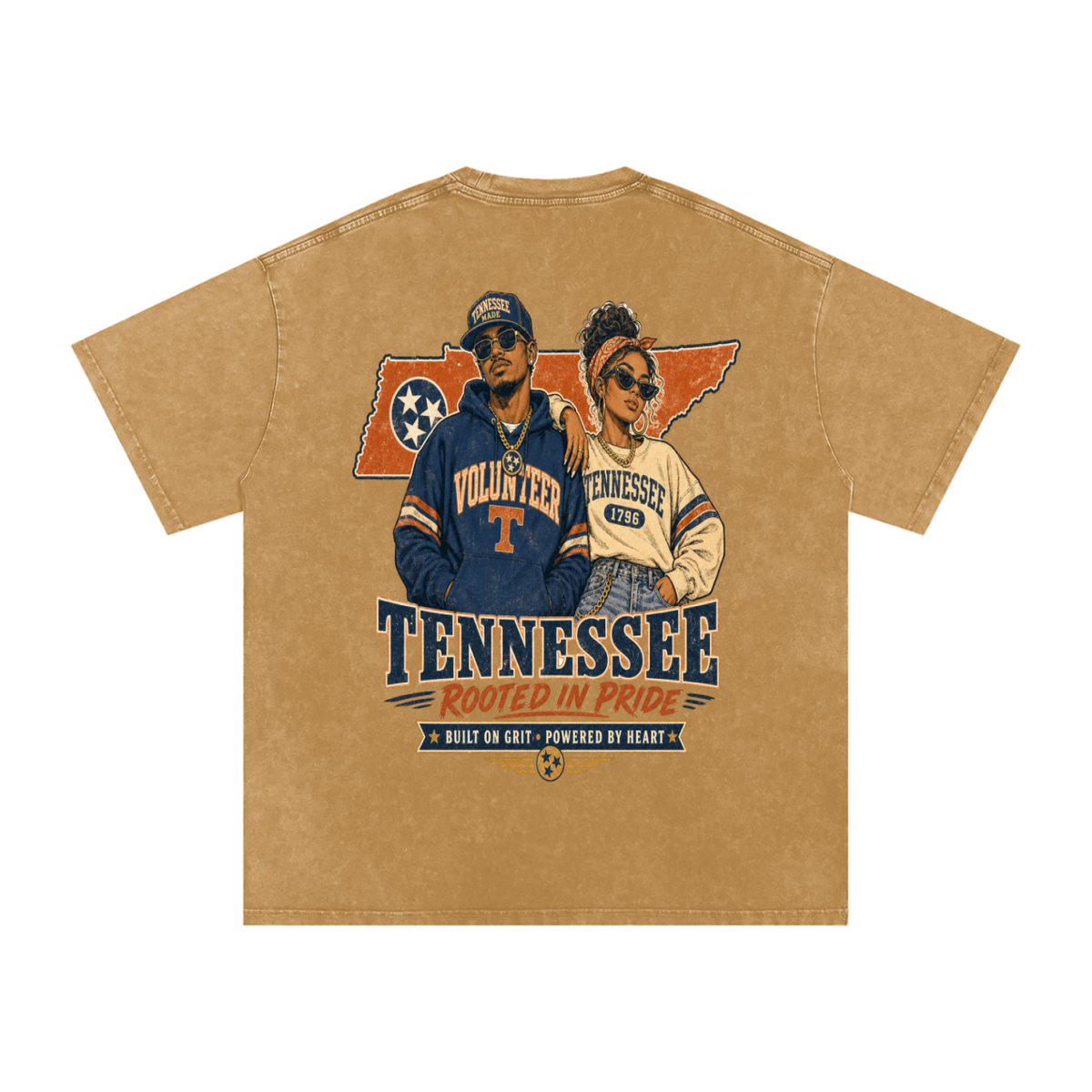 Tennessee-Snow Washed Oversized Cotton T-Shirt