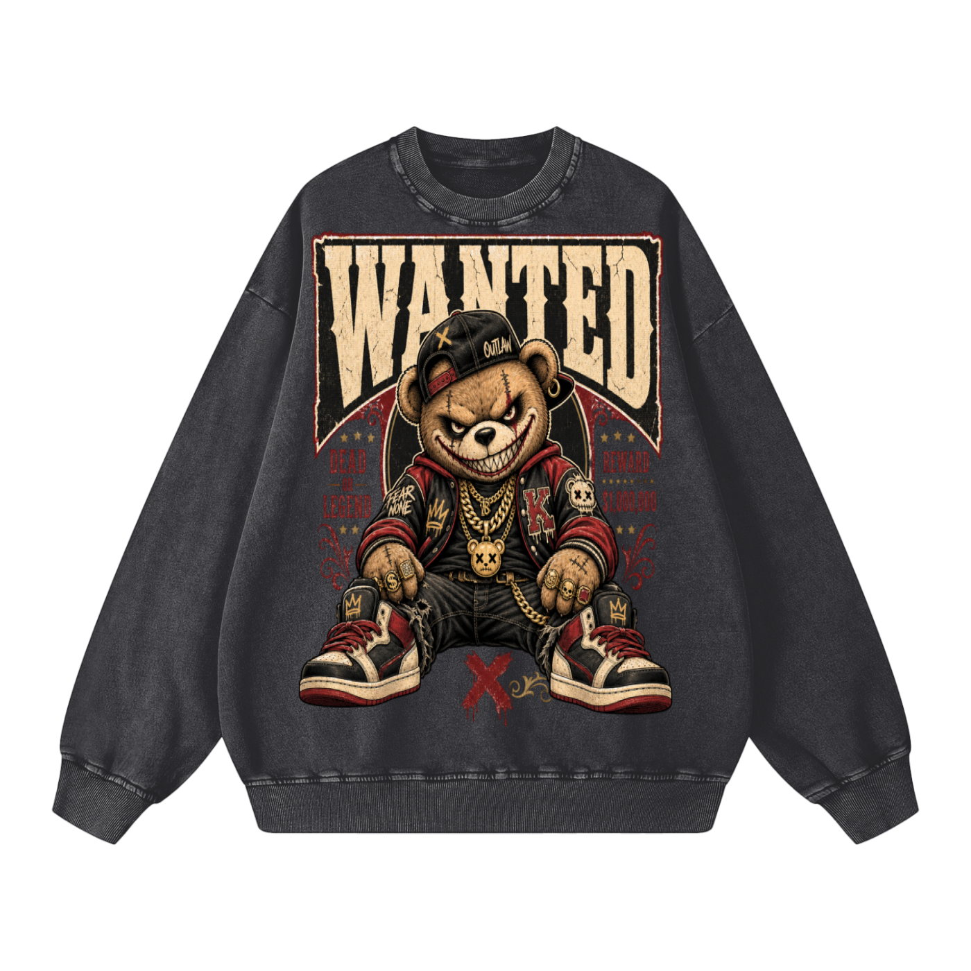 Unisex Wanted Snow Washed Oversized Sweatshirt