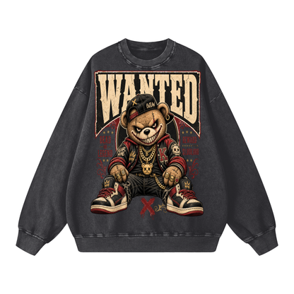 Unisex Wanted Snow Washed Oversized Sweatshirt