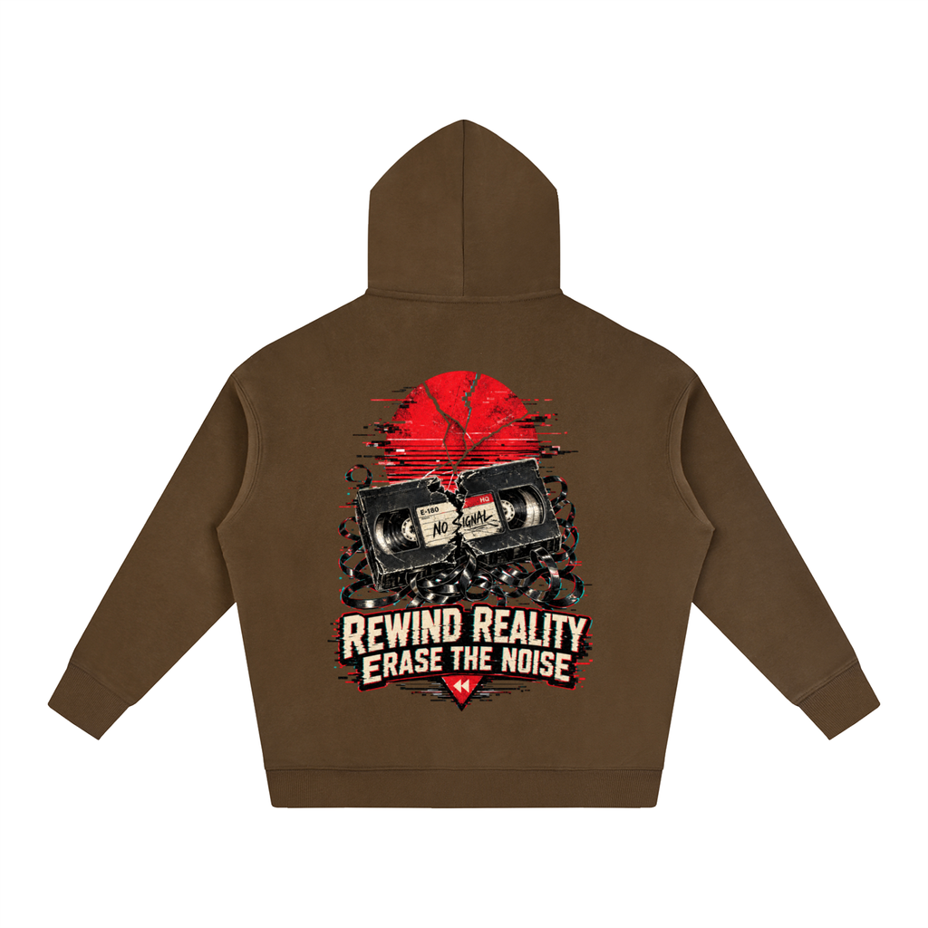 Rewind reality erase the noise-Oversize Fleeced Hoodie