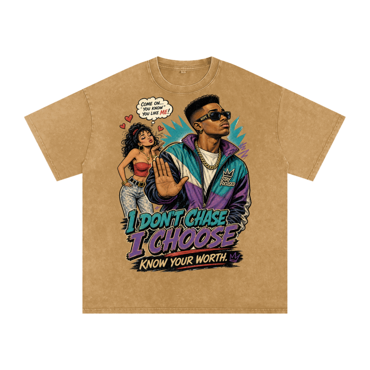 I don't chase-Snow Washed Oversized Cotton T-Shirt
