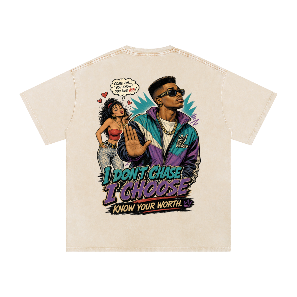 I don't chase-Snow Washed Oversized Cotton T-Shirt