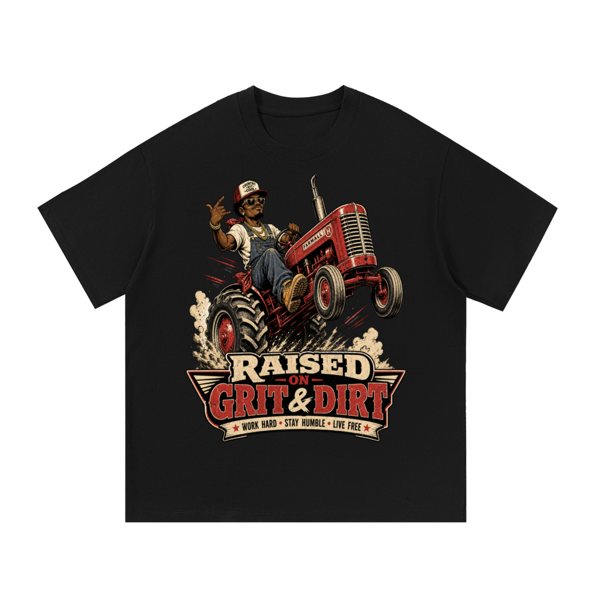 Raised on grit and dirt-Essential Cotton T-Shirt