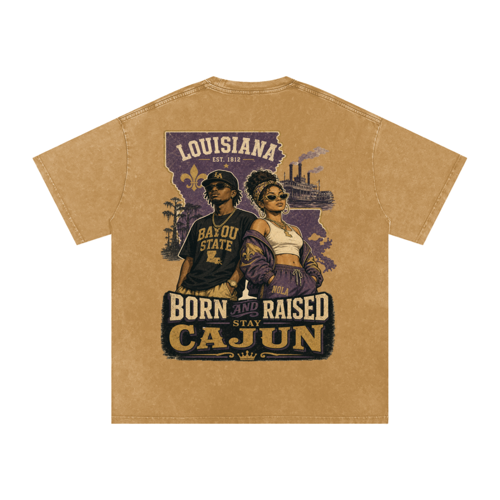 Louisiana-Snow Washed Oversized Cotton T-Shirt
