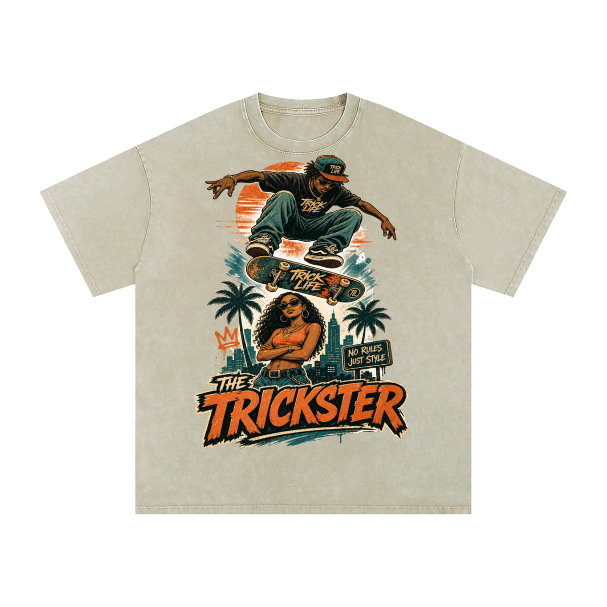 The trickster-Snow Washed Oversized Cotton T-Shirt