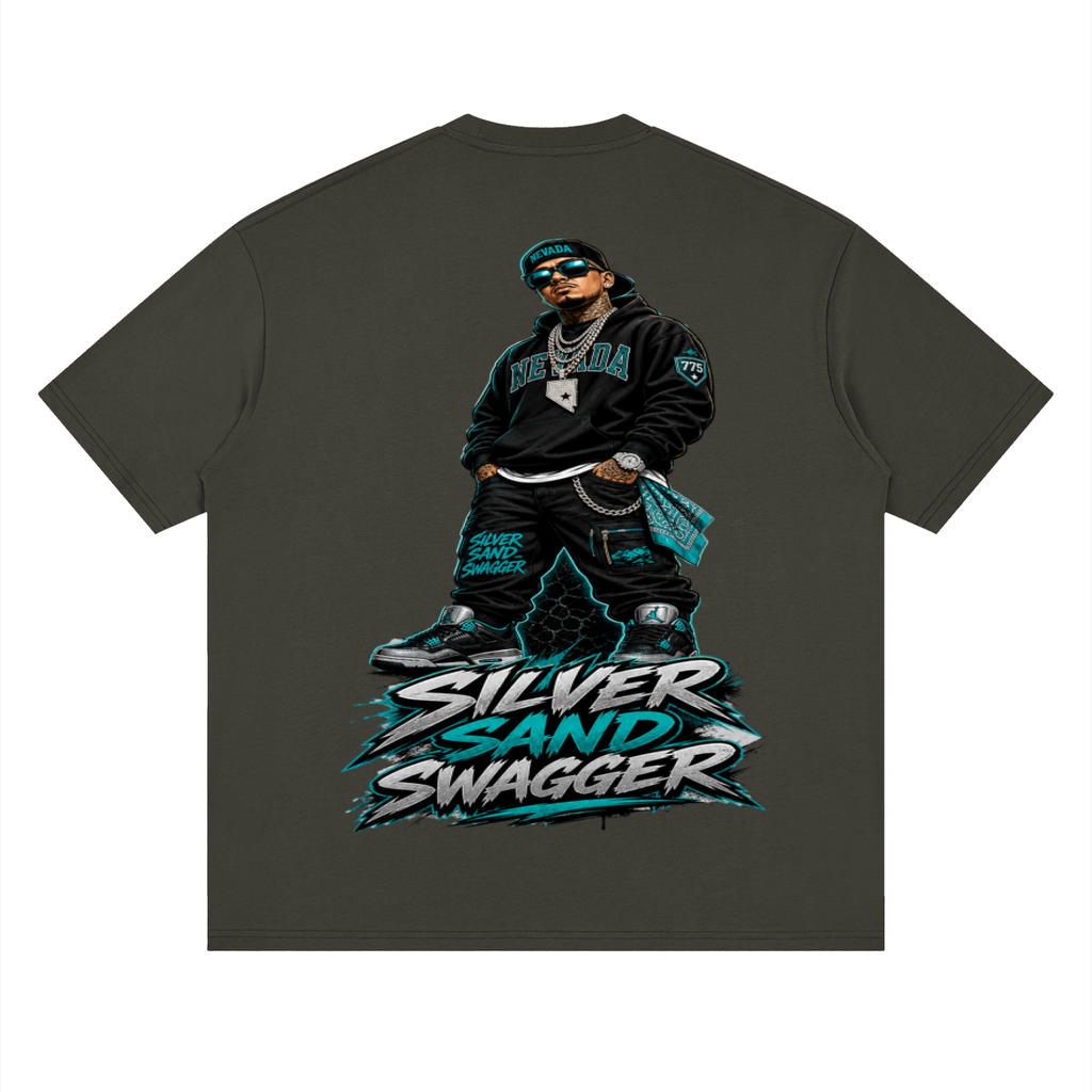 Silver sand swagger-Streetwear Loose Drop Shoulder T-Shirt