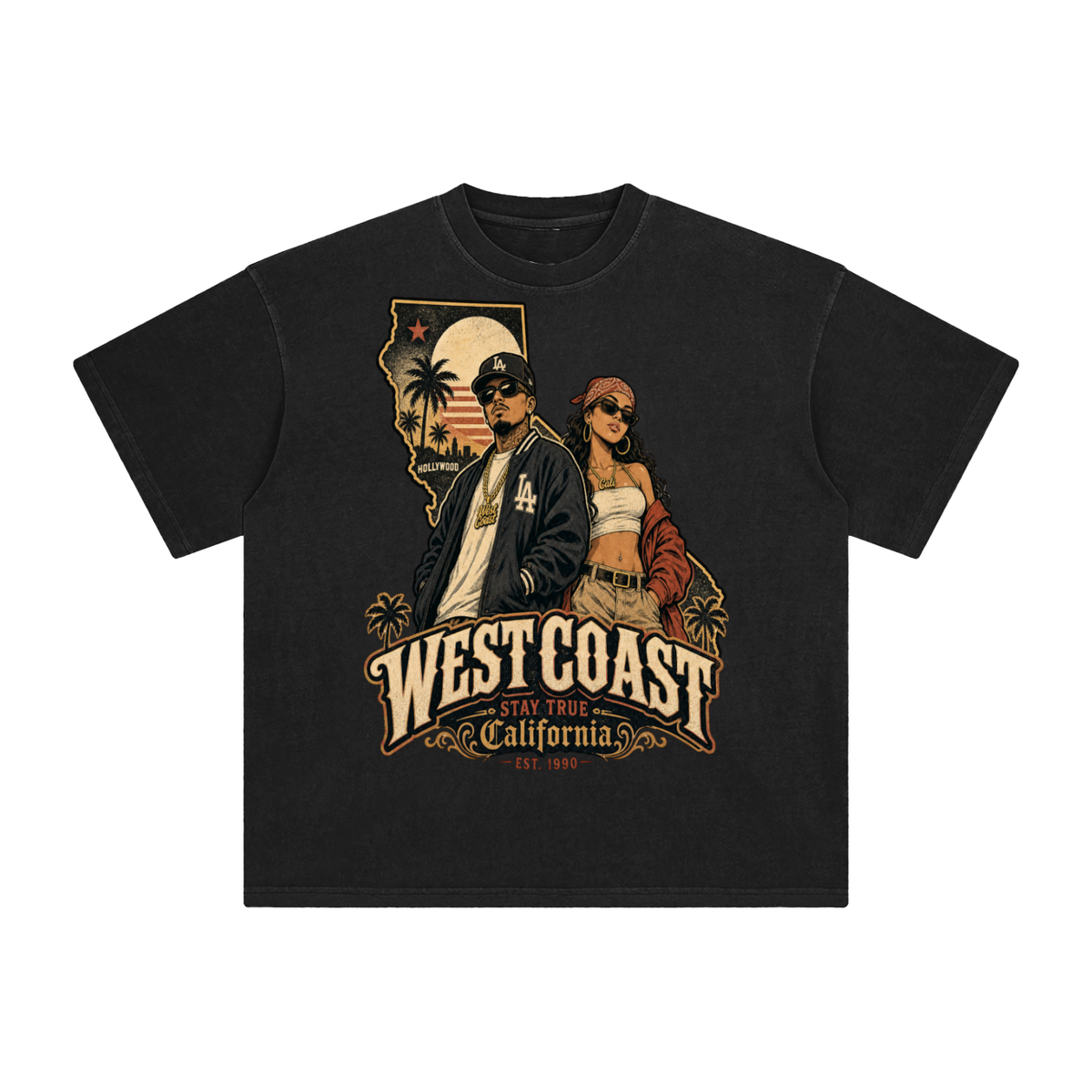 West coast-Enzyme Washed T-Shirt