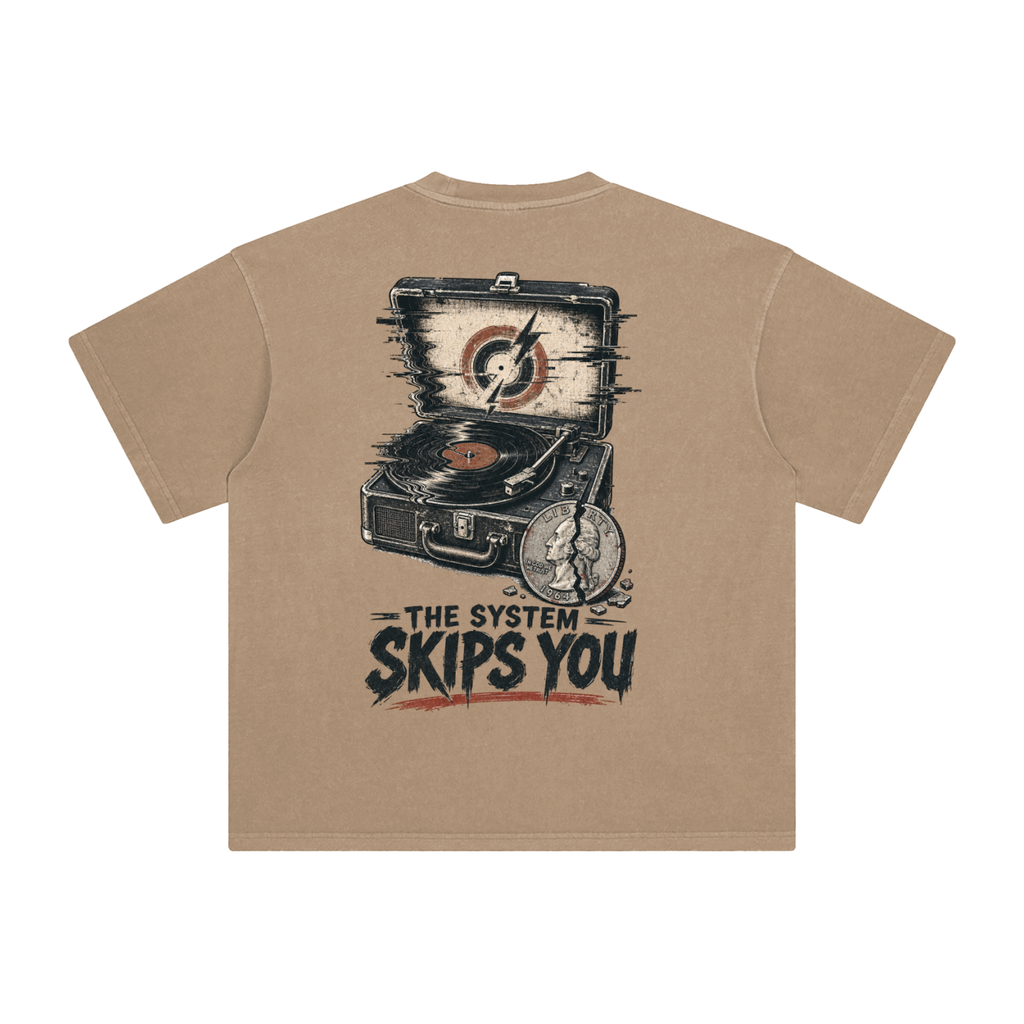 The system skips you-Enzyme Washed T-Shirt