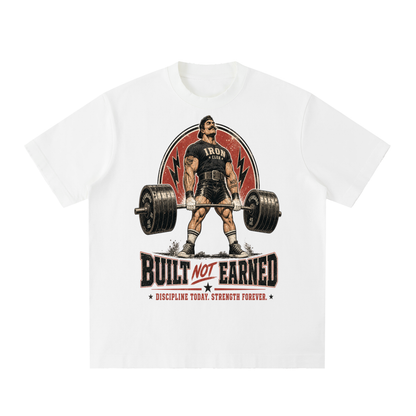 Unisex Built not earned Heavyweight Vintage Washed Frayed T-Shirt